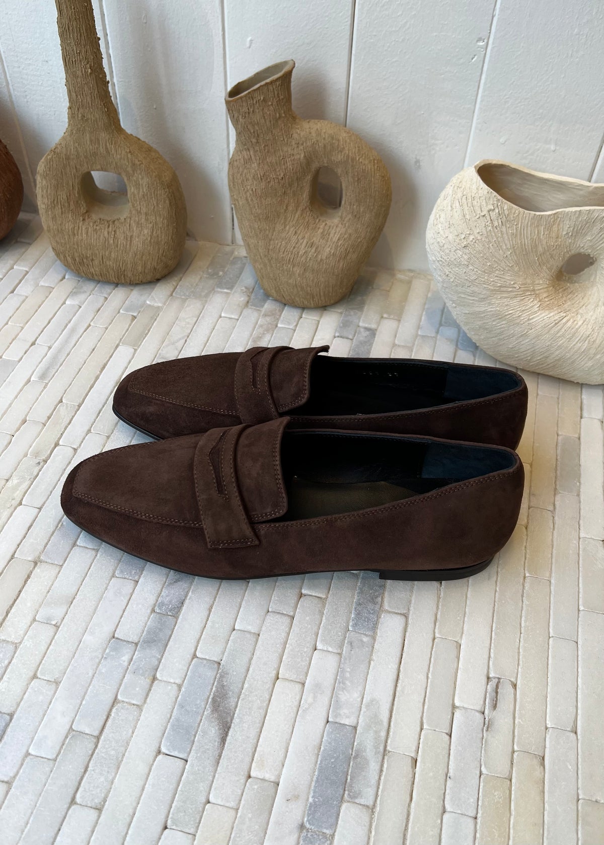 Kate Penny Loafer in Mocha Brown Suede